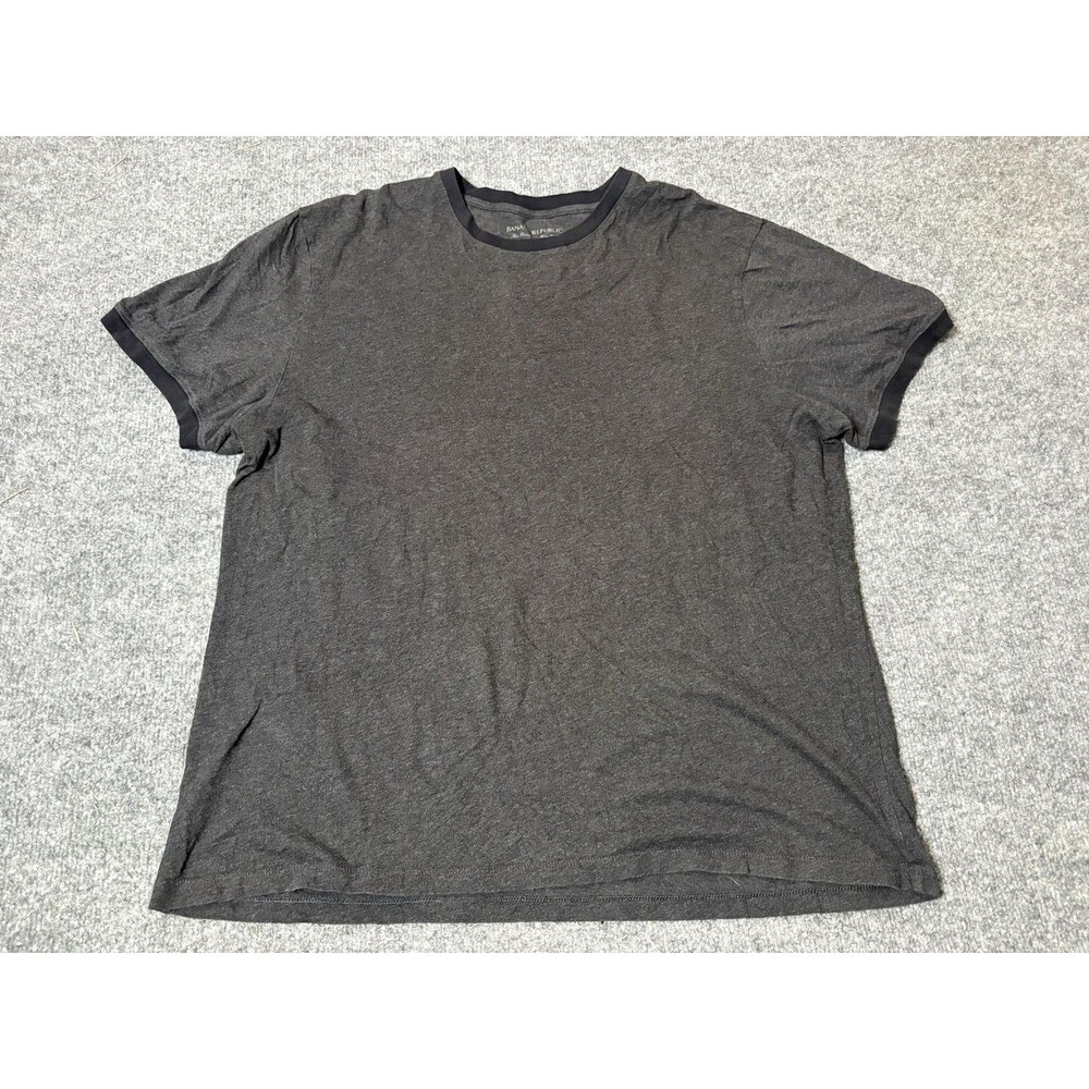 Banana Republic Shirt Mens XL Black Short Sleeve Ringer Fitted Crew Tee Tagless